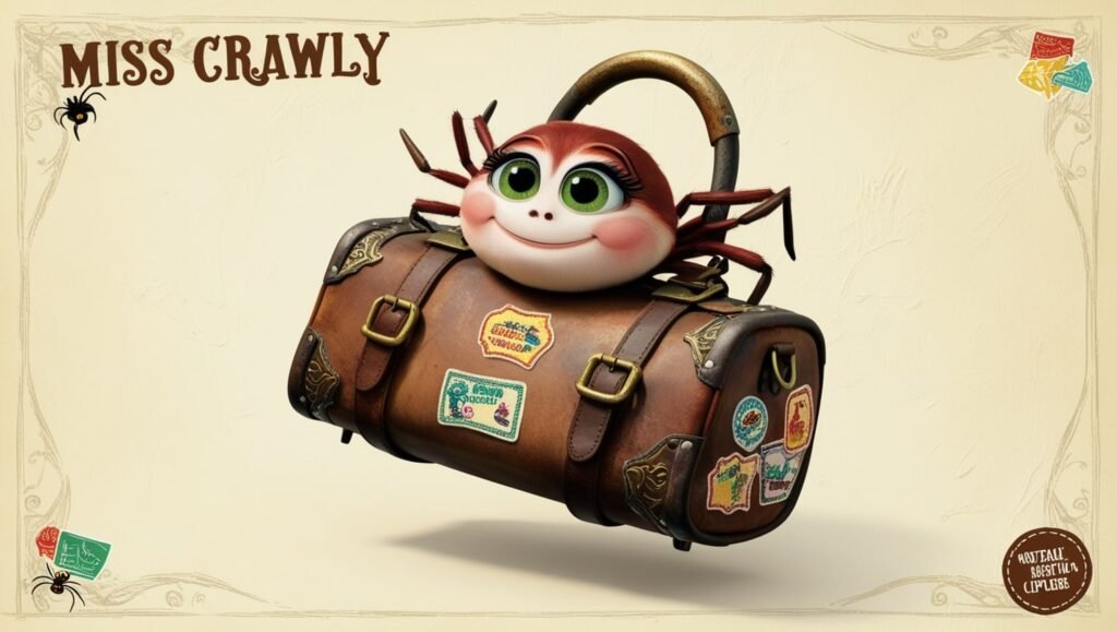 Miss. Crawly Carring a Bag Clipart