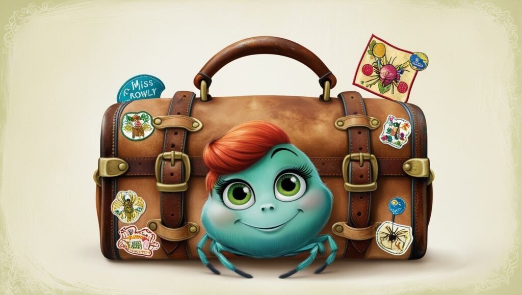 Miss. Crawly Carring a Bag Clipart